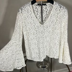 Zara Woman white Laced Blouse Bell sleeves